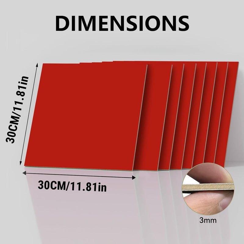 Creatorally 8 Pack Pre-Painted Colored Plywood Sheets,12x12x1/8 Inch (3mm) Basswood,Ideal for Laser Cutting, Engraving, DIY Crafts, Ornaments, Models Making (Red) - Image 2